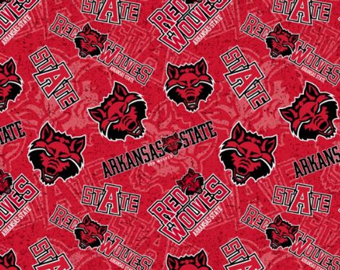 Arkansas State Red Wolves Fabric 100% Cotton Tone on Tone Officially Licensed