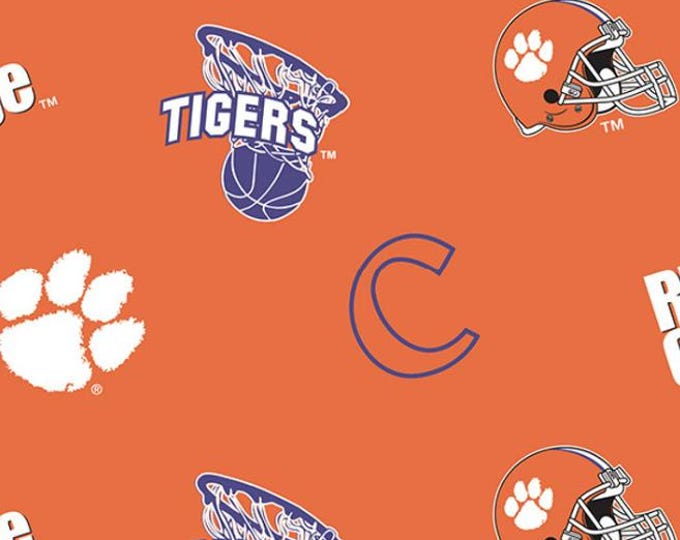 Clemson Tigers Licensed FLEECE fabric. Officially Licensed