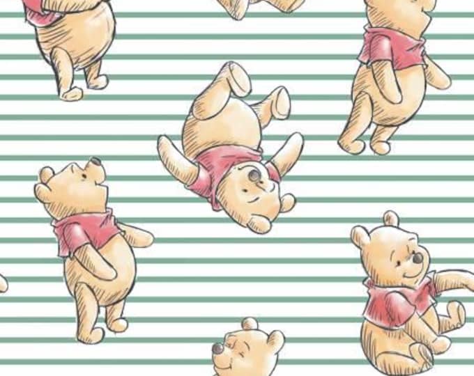 Winnie the Pooh Stripe Cotton Fabric 100% Cotton Officially Licensed