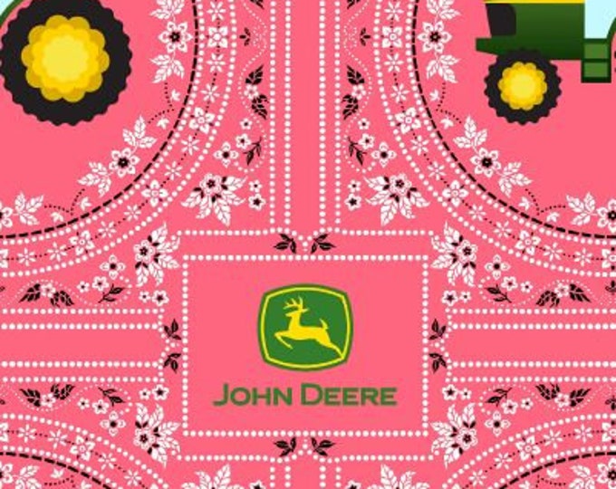 John Deere Coral Cotton Fabric 100% Cotton Officially Licensed