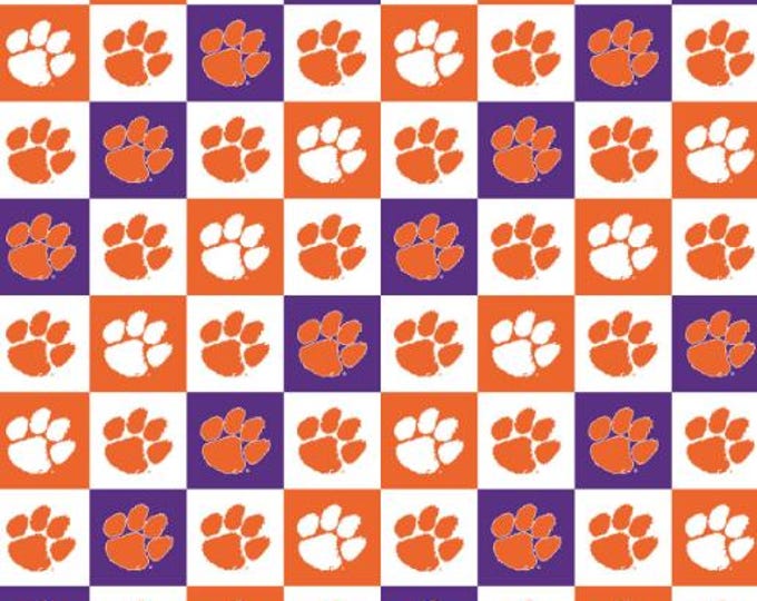 Clemson Tigers check Fabric 100% Cotton Officially Licensed