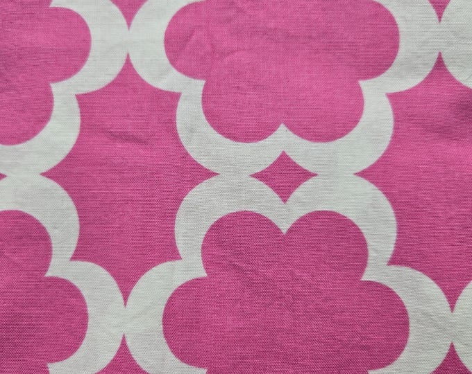 Fuchsia Geometric Design Cotton Fabric 100% Cotton Taza Tarika