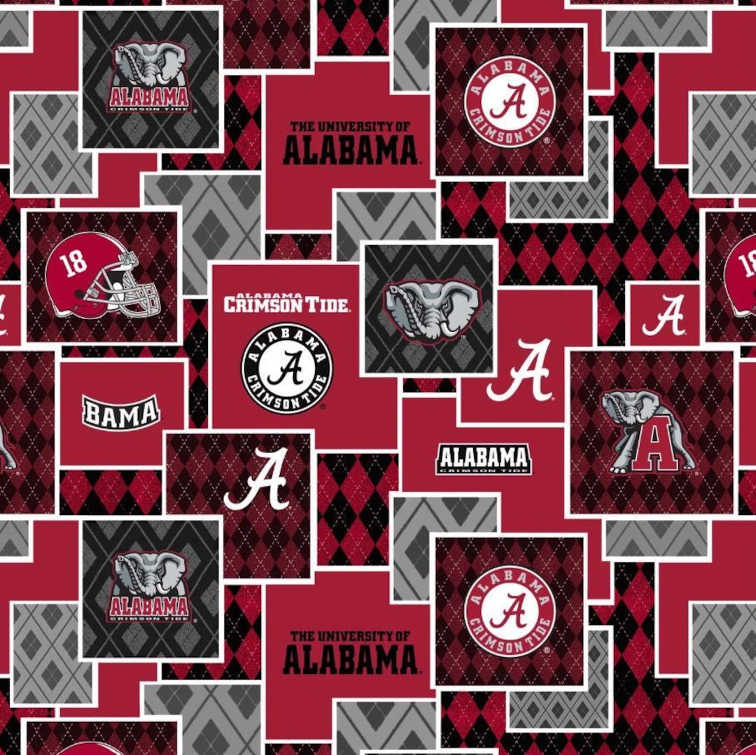 Alabama Bama Cotton Argyle 100% Cotton Fabric Officially Licensed - Etsy