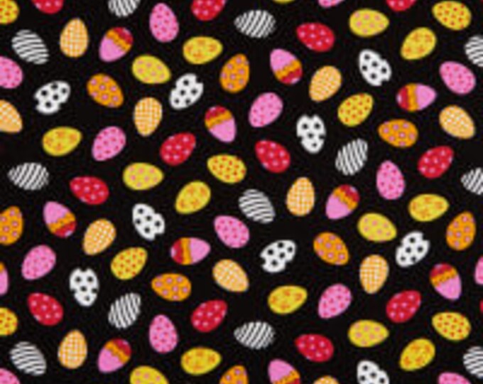 Andover The Coop Tossed Eggs Black Easter Eggs 100% Cotton Easter Cotton Lamb Spring Bunnies Bunny