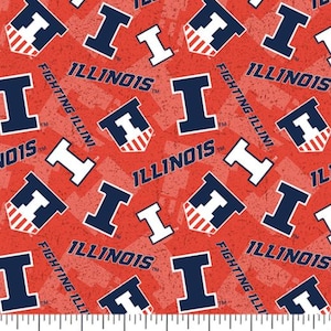 University of Illinois U of I fighting Illini 100% Cotton tone on tone Officially Licensed