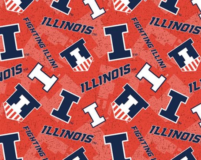 University of Illinois U of I fighting Illini 100% Cotton tone on tone Officially Licensed