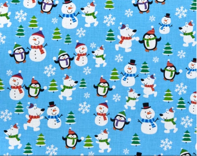 Penguins Polar Bears and Snowmen Snowman Cotton Fabric 100% Cotton