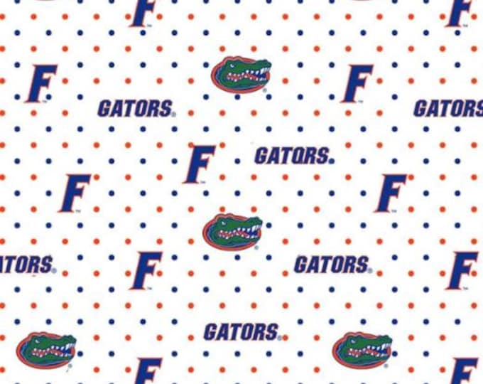 Florida Gators White Dot Swiss Pin Fabric 100% Cotton Officially Licensed