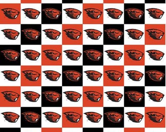 Oregon State Beavers OSU Fabric 100% Cotton Check Officially Licensed