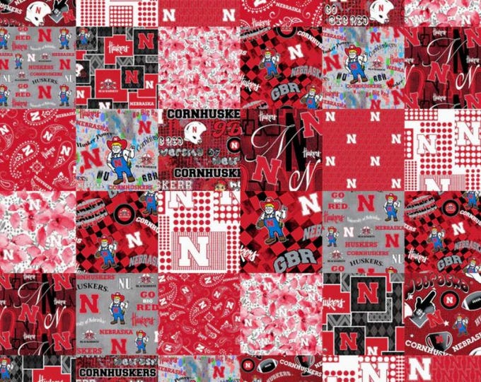 University of Nebraska Huskers 100% Cotton Fabric Officially Licensed Cheater Quilt