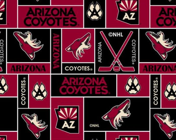 Arizona Coyotes Licensed FLEECE fabric.  See Description for actual measurements available. Officially Licensed