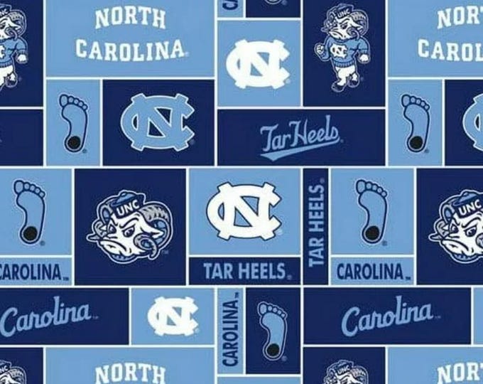 University Of North Carolina Tarheels Licensed Fleece Fabric. See Description For Actual Measurements Available. Officially Licensed