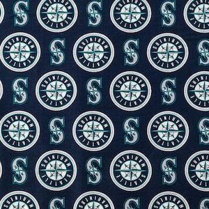 Seattle Marineers Fabric 100% Cotton Officially Licensed
