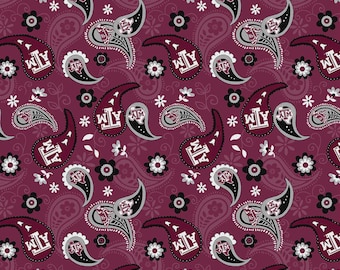 Texas A&M University Paisley Fabric 100% Cotton Officially Licensed