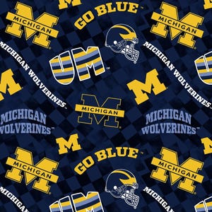 University of Michigan Wolverines Fabric 100% Check Allover