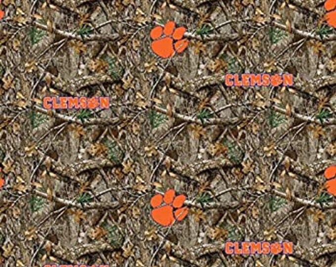 Clemson Tigers Camo Real Tree Fabric 100% Cotton Officially Licensed