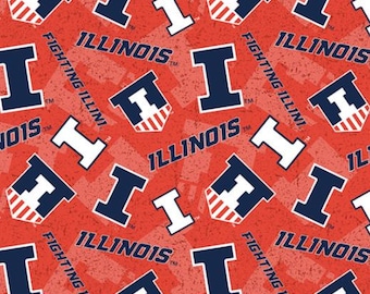 Universidad de Illinois U of I fighting Illini 100% algodón tono sobre tono con licencia oficial