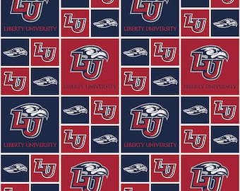 Liberty University Flames Fabric 100% Cotton Officially Licensed
