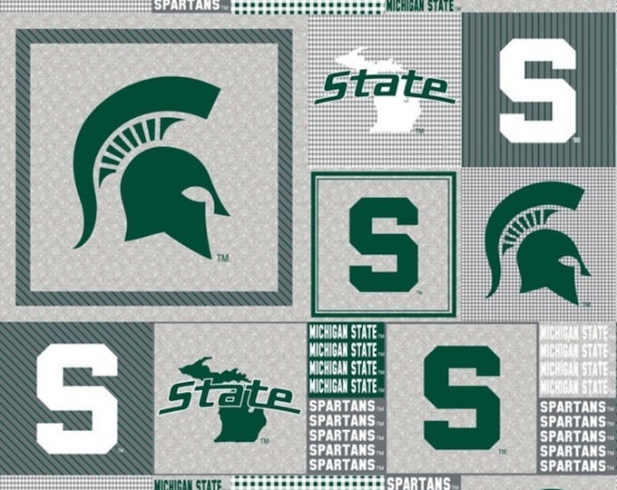 Michigan State Spartans Heathers grey  Licensed FLEECE fabric. See Description for actual measurements available. Officially Licensed