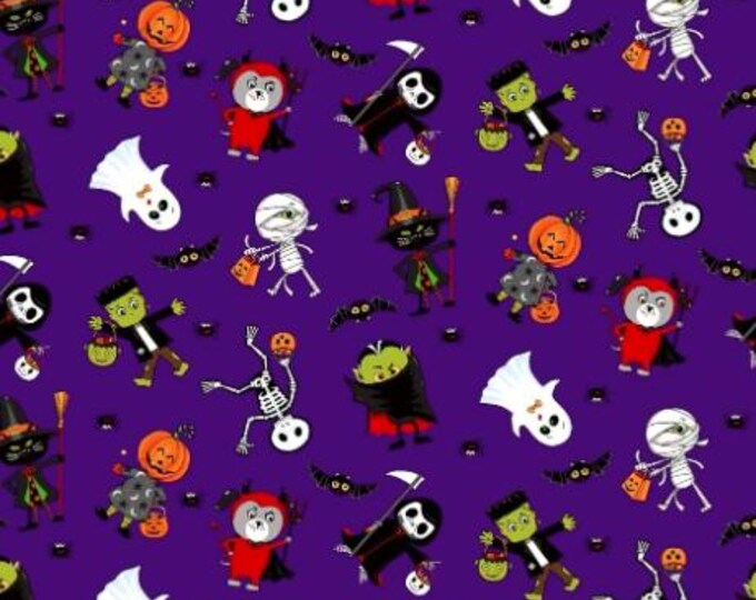 Spell on you Freckle and Lollie Costume Party Dogs Halloween  Fabric 100% Cotton