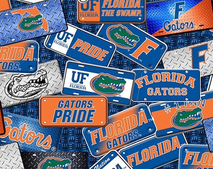 Florida Gators License Plate Fabric 100% Cotton Officially Licensed