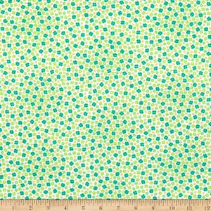 QT Fabrics Lucky Clovers Mini Clovers White Fabric 100% Cotton St Patrick's Day Fabric