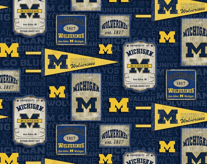 University of Michigan Wolverines Fabric 100% Vintage Pennant Officially Licensed