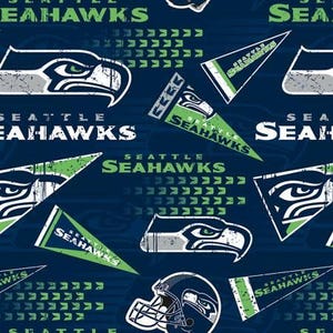 Seattle Seahawks Cotton Fabric 100% Cotton Officially Licensed