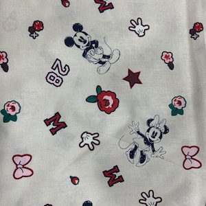 Minnie and Mickey Characters with Icons Cotton Fabric 100% Cotton Officially Licensed