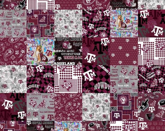 Texas A&M Aggies 100% Cotton Fabric Officially Licensed Cheater Quilt