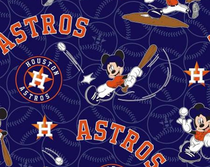 Houston Astros Mickey Mouse Disney Baseball Fabric 100% Cotton Officially Licensed