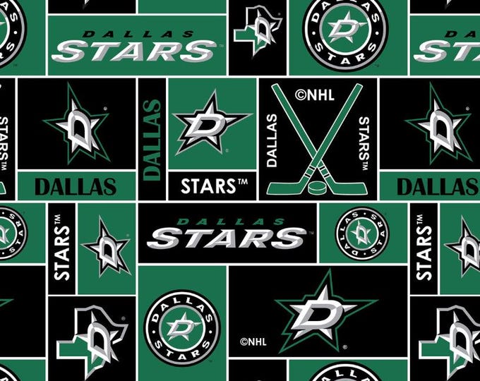 Dallas Stars Licensed FLEECE fabric. See Description for actual measurements available. Officially Licensed