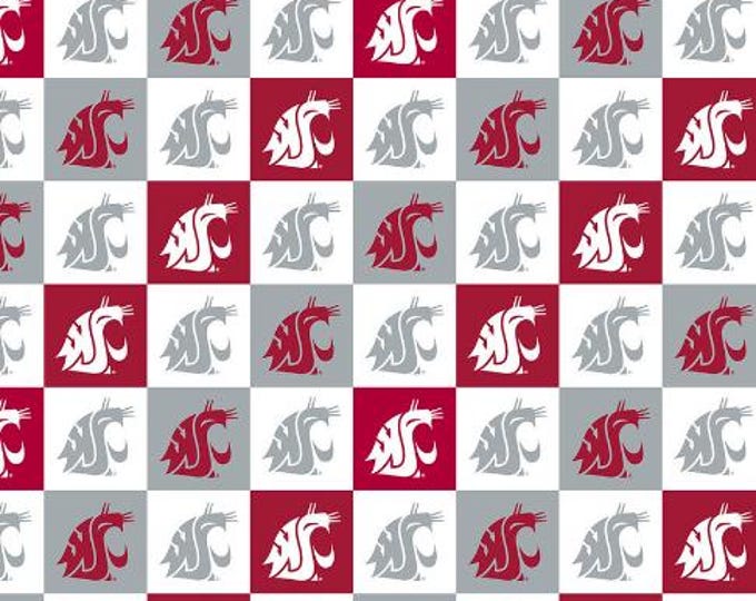 Washington State University WSU Cougars cotton fabric  100% Cotton  Checker Officially Licensed
