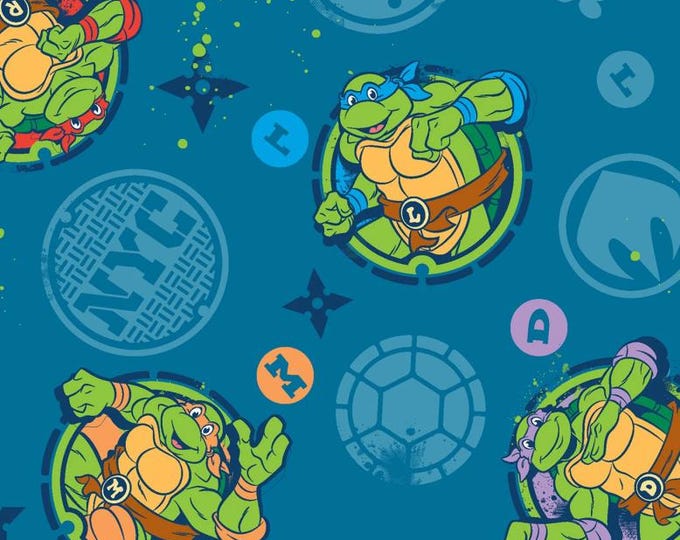Teenage Mutant Ninja Turtles Cotton Fabric 100% Cotton TMNT Pizza paint Officially Licensed