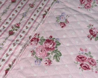 Double Faced Pre-Quilted Cotton Fabric 100% Poly Fill Shaby Chic Florals