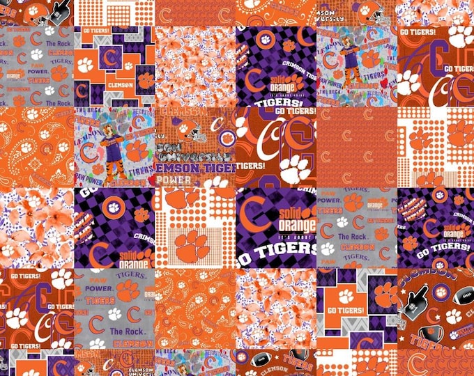 Clemson Tigers 100% Cotton Fabric Officially Licensed Cheater Quilt