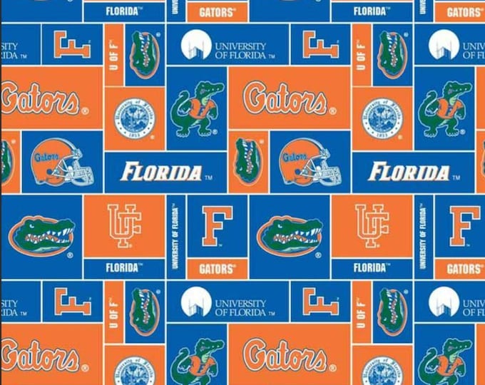 Florida Gators FLEECE fabric. See Description for actual measurements available. Officially Licensed
