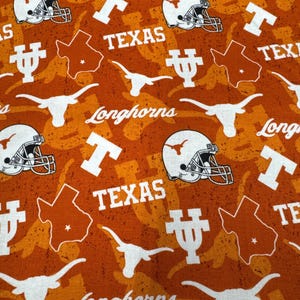 Texas Longhorns Fabric 100% Cotton   University of Texas Cotton UT Tone on Tone Officially Licensed
