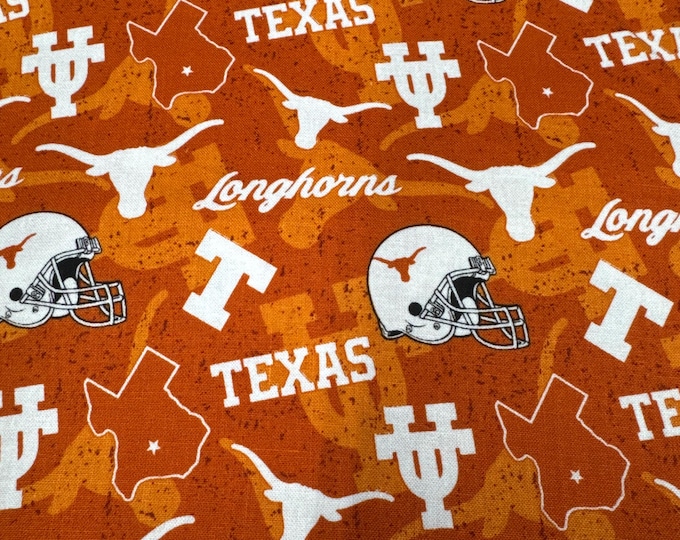 Texas Longhorns Fabric 100% Cotton   University of Texas Cotton UT Tone on Tone Officially Licensed