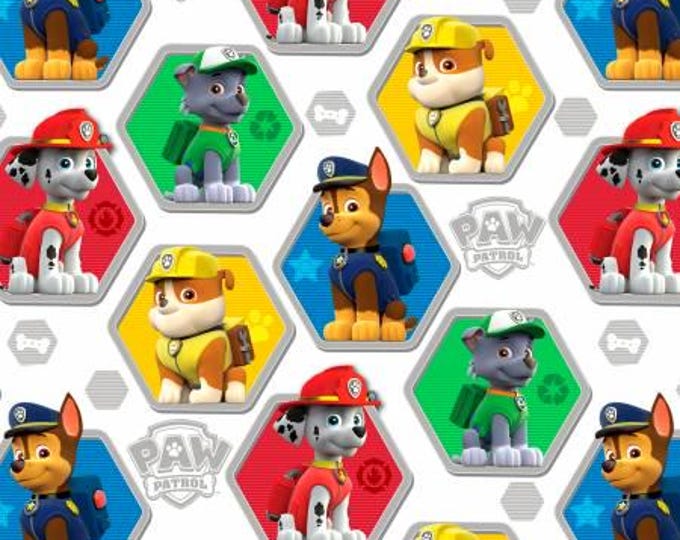 White Paw Patrol Rescue cotton fabric 100% Cotton Officially Licensed