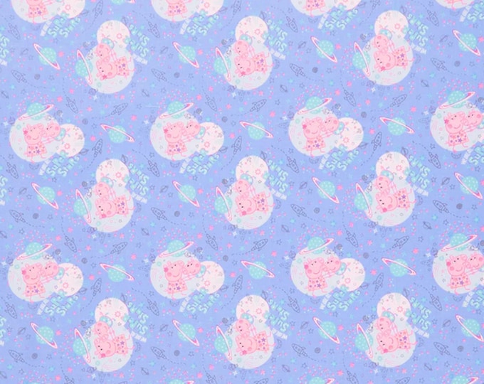 Peppa Pig Super Stars Cotton Fabric 100% Officially Licensed