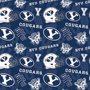 Brigham Young University Cotton Fabric 100% Cotton Cougars BYU