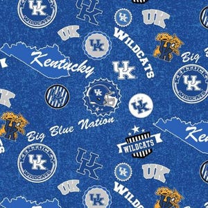 University of Kentucky Wildcats Cotton Fabric 100% Cotton HOME OOP Officially Licensed