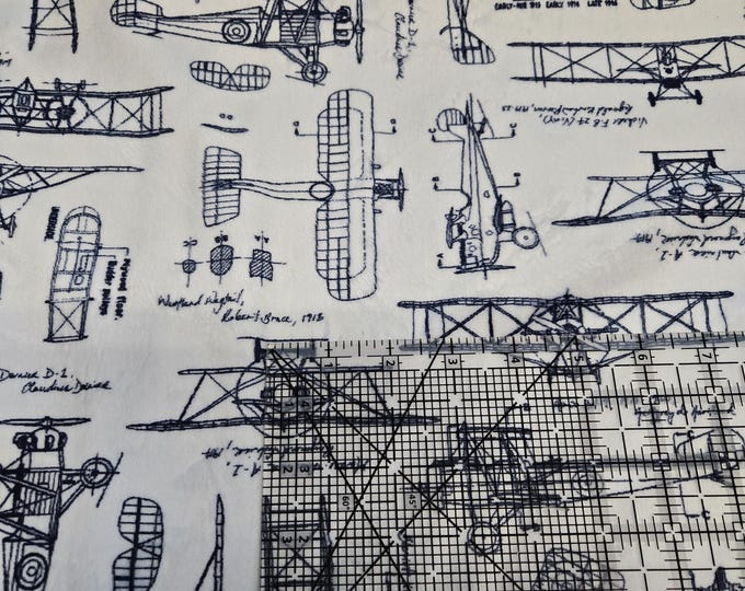 Aeroplanes Cuddle Navy Shannon Fabrics by the yard