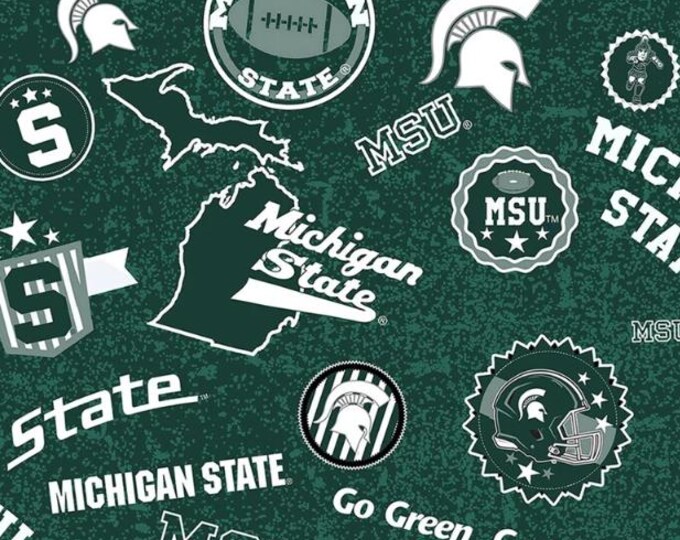 Michigan State Spartans Fabric 100% Cotton Home Print Officially Licensed