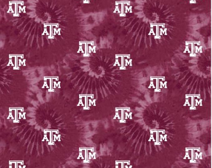 Texas A&M University cotton Fabric 100% Cotton Aggies Tie Dye Officially Licensed