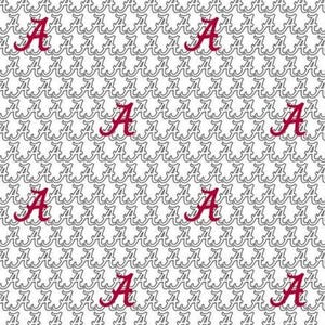 Alabama Bama Crimson Tide White Block 100% Cotton Fabric Officially Licensed