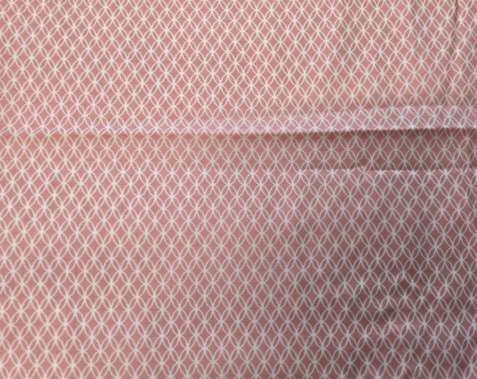 Pink & White Geometric Design Cotton Fabric 100% Cotton