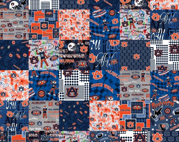 Auburn University Tigers 100% Cotton Fabric Officially Licensed Cheater Quilt