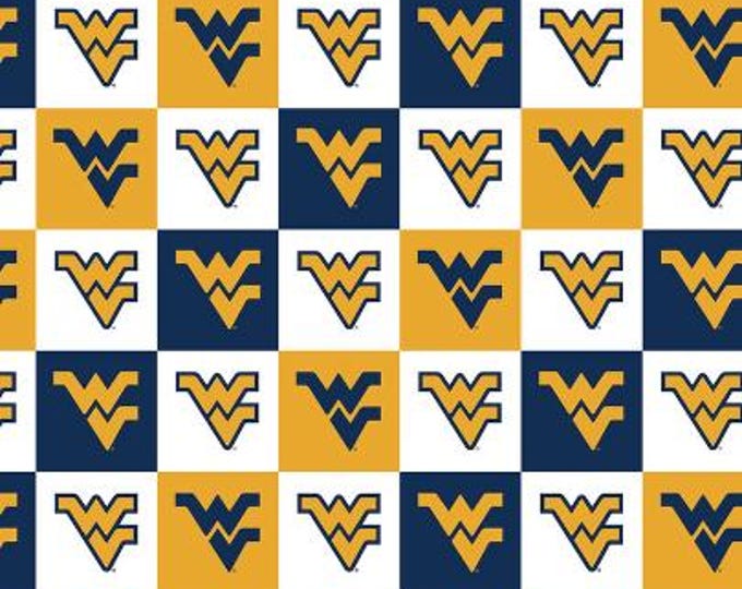 West Virginia Mountaineers 100% Cotton Fabric Check OOP Officially Licensed